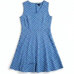 Talbots Blue Paisley Fit Flare A Line Dress Sleeveless Knee Length Size M